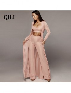 Jumpsuits 2019 Autumn Women Long Sleeve Jumpsuits 3 piece Set Female Robe+Short Top+Wide Leg Long Pants Belted Set Solid Jump...