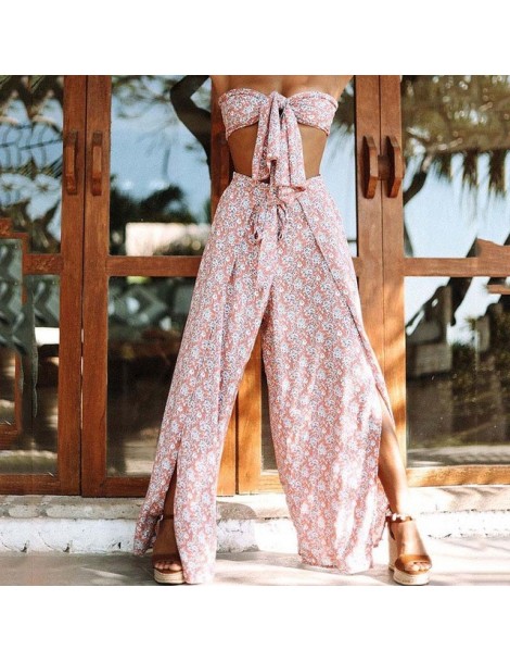 Women's Sets Hot Summer Fashion Sexy Women's Sets Beach Split Pants Wrap Top Womens Suit Two Piece Set Top And Pants Floral 2...