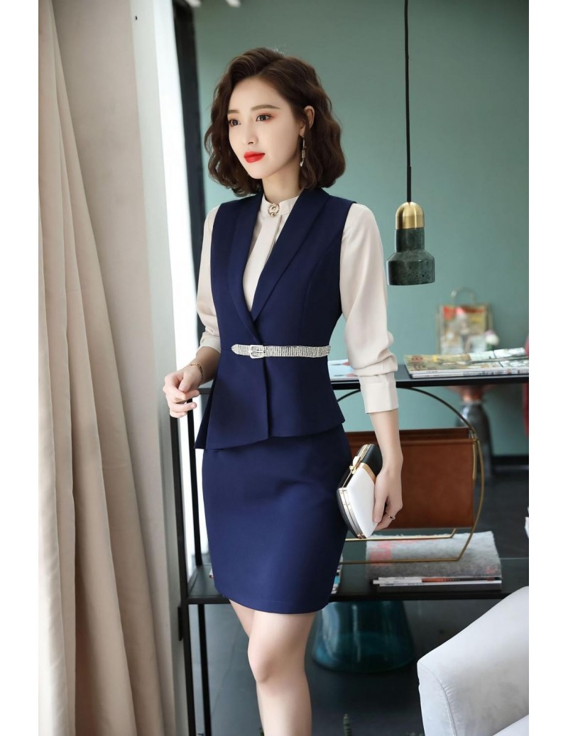 New Style purple ladies suits for office skirt and tops Waistcoat ...