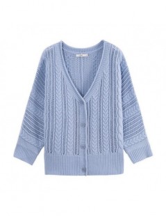 Cardigans 2019 Spring V Neck Artistic Retro Korean Style Elegant Lady Women Cardigan Sweater - Water Blue - 443050496759-1 $3...