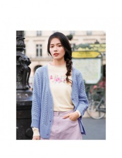 Cardigans 2019 Spring V Neck Artistic Retro Korean Style Elegant Lady Women Cardigan Sweater - Water Blue - 443050496759-1 $3...