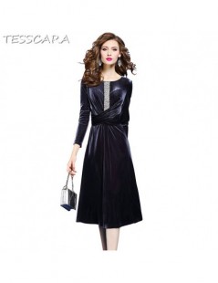 Dresses Women Autumn Winter Elegant Beading Dress Female Velvet Office Party Robe Femme Vintage Designer High Quality Vestido...