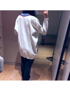 Cardigans Women Sweater 2019 Spring and Summer New Color Matching Pocket Button V-neck Casual Sweater - White - 4C3095902684 ...