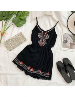 Rompers New Boho Embroidery Ethnic Style Sexy Summer Spaghetti Strap Rompers Short Jumpsuit Casual Women Playsuit Beach Holid...