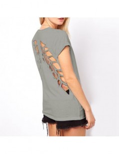 T-Shirts 2019 Summer Women's Tops T Shirts Fashion O-Neck Lazer Cut Angel Wings Short Sleeve T-Shirts Tops & Tees - Gray - 45...