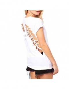 T-Shirts 2019 Summer Women's Tops T Shirts Fashion O-Neck Lazer Cut Angel Wings Short Sleeve T-Shirts Tops & Tees - Gray - 45...