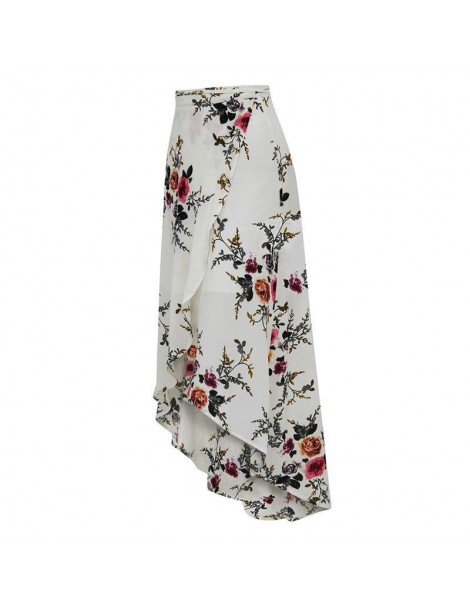 Skirts Women Summer Hight Waist High Split Printed Maxi Skirt Pleated Chiffon Long Casual Boho - Apricot Pink - 4V4112651058-...
