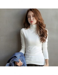 Hoodies & Sweatshirts New Hot Women Autumn Tops Skinny Slim Fit High Collar Long Sleeves Pullover Female Tee YAA99 - White - ...