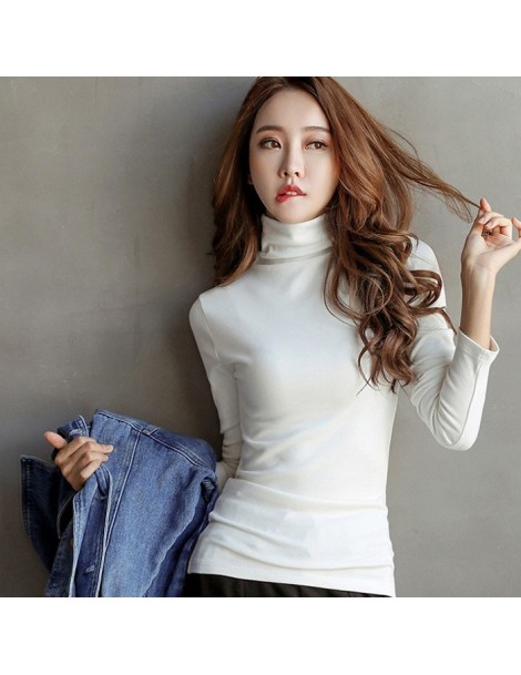 Hoodies & Sweatshirts New Hot Women Autumn Tops Skinny Slim Fit High Collar Long Sleeves Pullover Female Tee YAA99 - White - ...