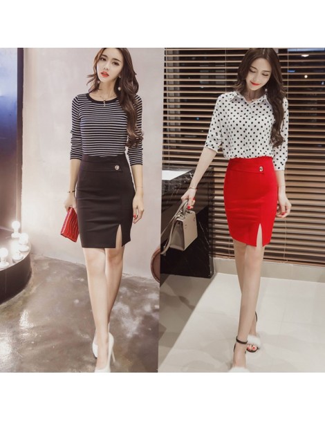 Skirts Plus Size Women Skirts High Waist Fashion Pencil Skirt Casual Bodycon Skirt Elegant Formal Stretch Fabrics Red Black -...