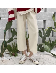 Jeans 2019 autumn women straight wide-legged jeans solid color wide leg female students preppy style button fly cotton linen ...