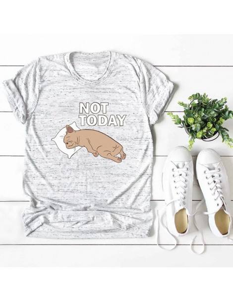 T-Shirts 100% Cotton T-shirt Women 5XL Plus Size Summer Funny T-shirt Cute Dog NOT TODAY Print Short Sleeves O Neck Cool Tees...