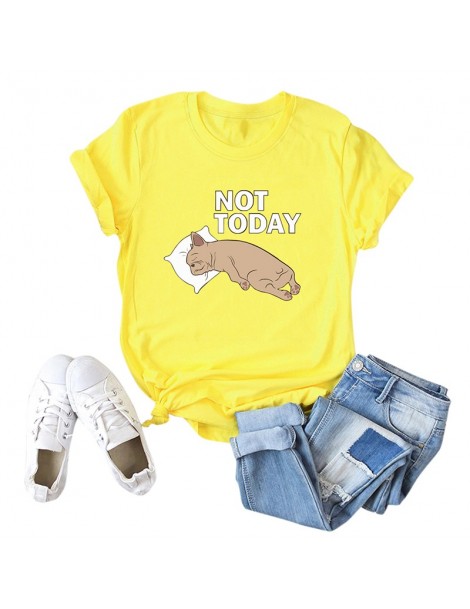 T-Shirts 100% Cotton T-shirt Women 5XL Plus Size Summer Funny T-shirt Cute Dog NOT TODAY Print Short Sleeves O Neck Cool Tees...