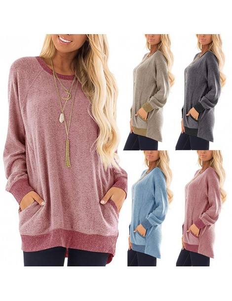 Hoodies & Sweatshirts Thick Hoodies Long Sleeve Color Blocking Outwear Autumn Tops Crew Neck Pullover Women Sweatshirt Loose ...