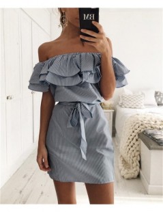 Dresses S-3XL Women Dresses Striped Slim Dress Ruffle Collar 2019 New Bandage Sundress Casual Sexy Bodycon Summer Dress Vesti...