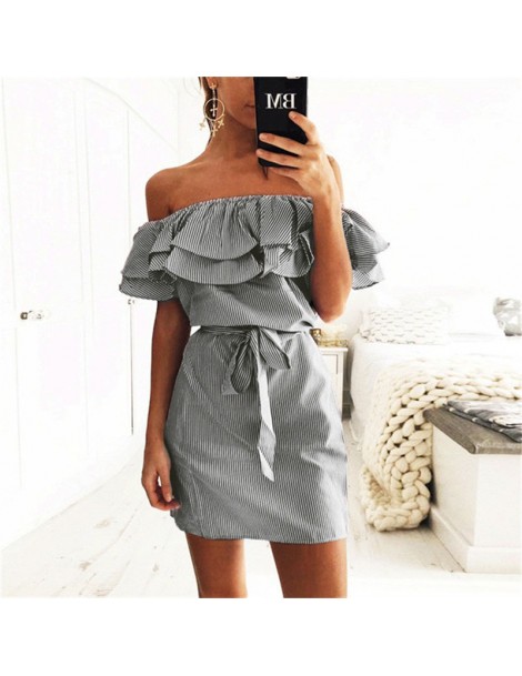 Dresses S-3XL Women Dresses Striped Slim Dress Ruffle Collar 2019 New Bandage Sundress Casual Sexy Bodycon Summer Dress Vesti...