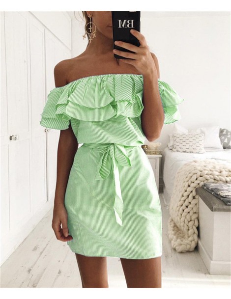 Dresses S-3XL Women Dresses Striped Slim Dress Ruffle Collar 2019 New Bandage Sundress Casual Sexy Bodycon Summer Dress Vesti...