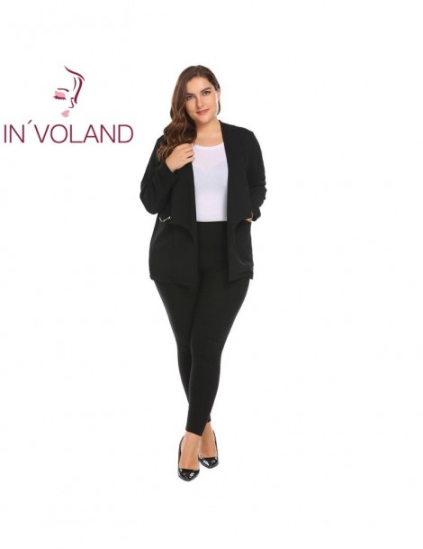 Blazers Plus Size L-4XL Women Blazer Suit Spring Autumn 2018 New Shawl Lapel Open Front Solid Zipper Large Jacket Top Big Siz...