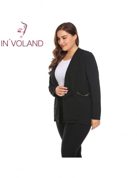 Blazers Plus Size L-4XL Women Blazer Suit Spring Autumn 2018 New Shawl Lapel Open Front Solid Zipper Large Jacket Top Big Siz...