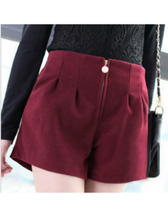 Shorts Winter Shorts for Women Wool Boots Shorts Candy Colors Pearls Loose Short Pants with Pockets Female Loose Zipper Woole...