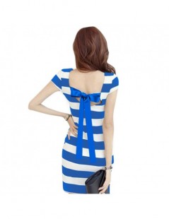 Dresses 2019 Korean Fashion Striped Print Summer Dress Women Backless Short Sleeve Bandage Sexy Dress Slim Mini Party Dress V...