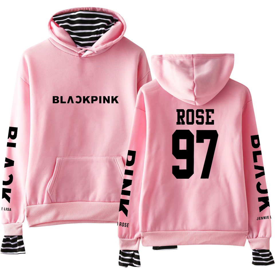 2018 Kpop Blackpink Casual Loose Fake Two Piece Hoodies sweatshirts ...