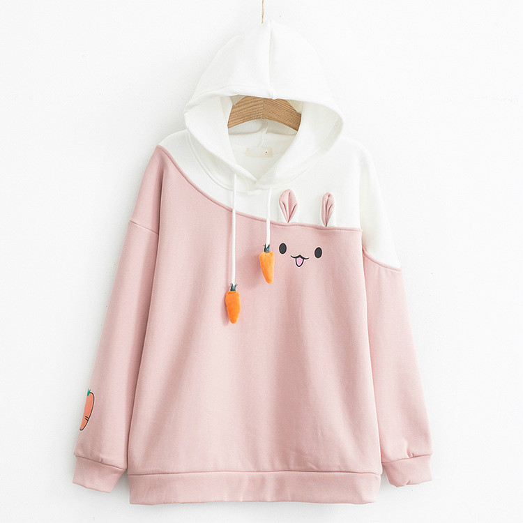 Japanese Women Hoodies Anime Lovely Pullover Kawaii Rabbit Sweatshirt Tracksuit Cute Bunny