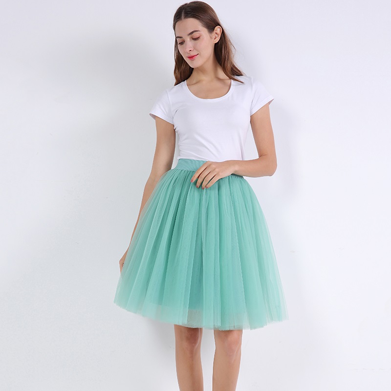 5 Layers 60cm Princess Midi Tulle Skirt Pleated Dance Tutu Skirts ...