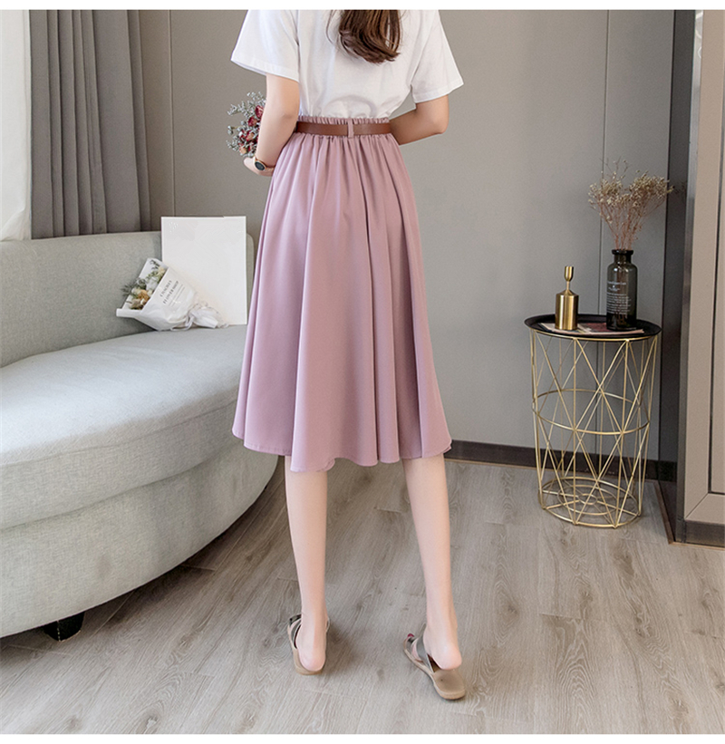 New 2019 Spring Summer Women Elegant Skirts Vintage Casual A-Line Belt ...