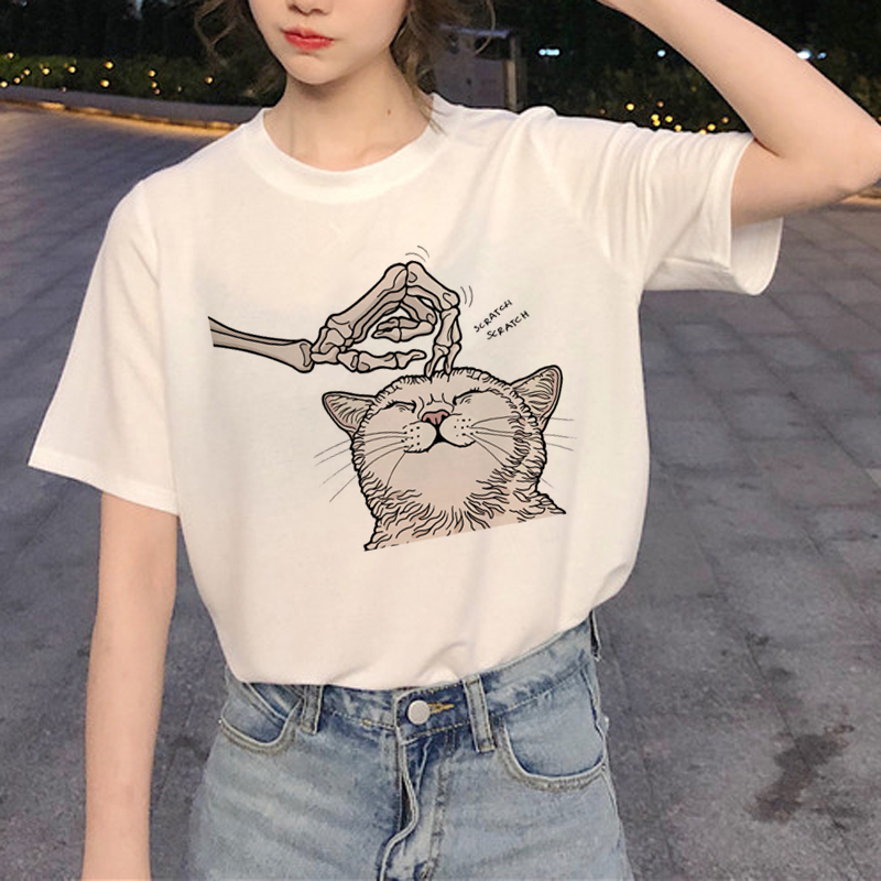 Kawaii Cat Graphic T Shirt Women Harajuku Ullzang Cute T-shirt Funny ...
